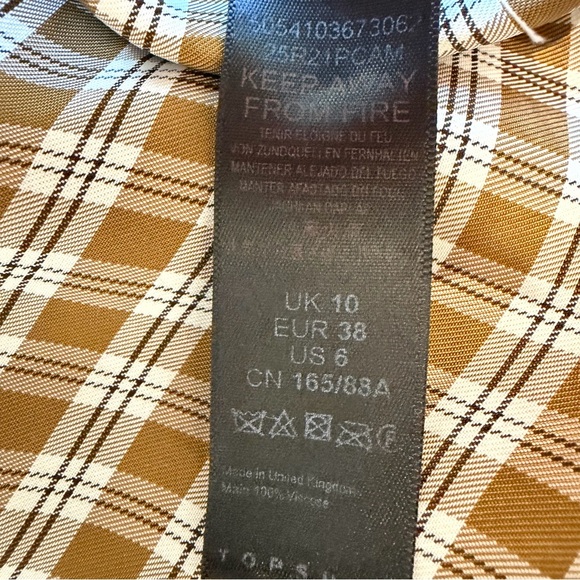 TOPSHOP Asymmetric Midi Dress, Plaid, Button-down, Cuffs, Women’s US 6 - Picture 14 of 15